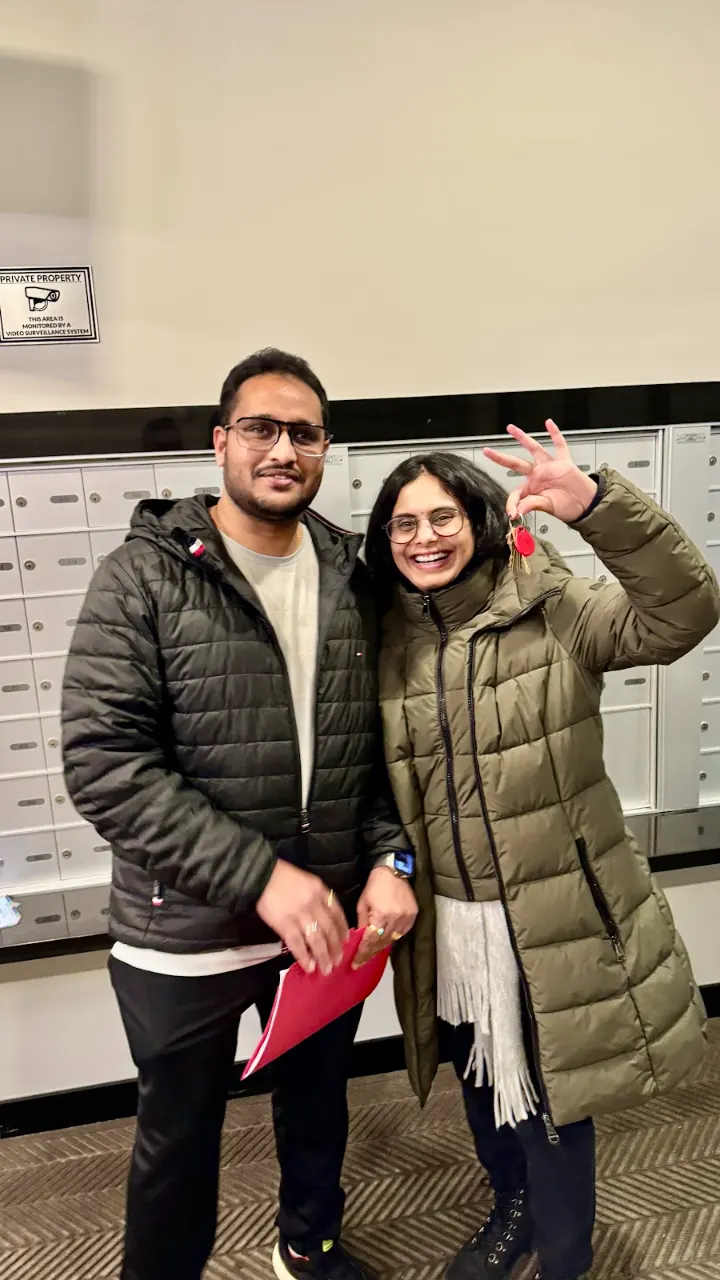 Dream Villa clients with Harmeet Singh on the day they got their home